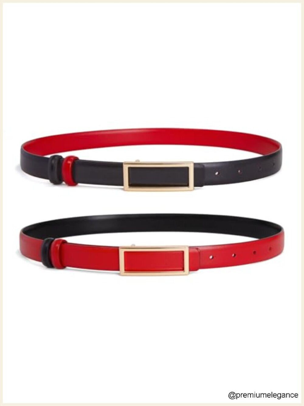 Reversible Leather Skinny Belt for Women - 1.2" Wide Waist Belt with Removable
